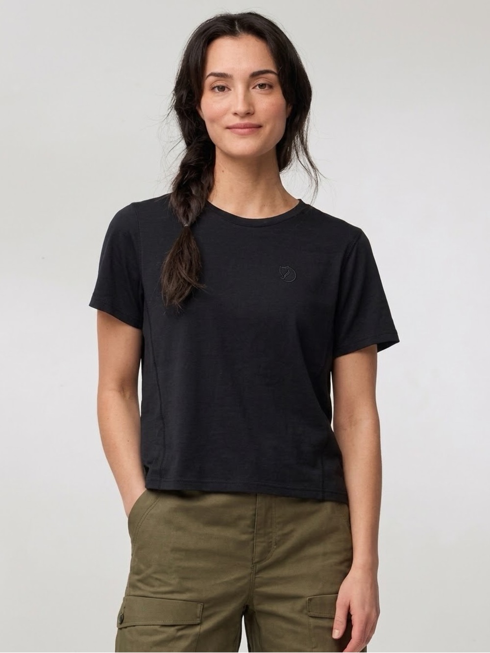 Fjallraven Abisko Day Hike Short W T Shirt Technical Tee Black Size Small